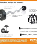 Fixed Barbell With Beefy EZ Curl Handle for Home Gym, Solid Steel Knurled Chrome Bar, Ergonomic Grip And Durable Construction