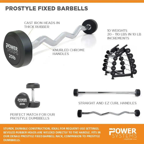 Fixed Barbell With Beefy EZ Curl Handle for Home Gym, Solid Steel Knurled Chrome Bar, Ergonomic Grip And Durable Construction