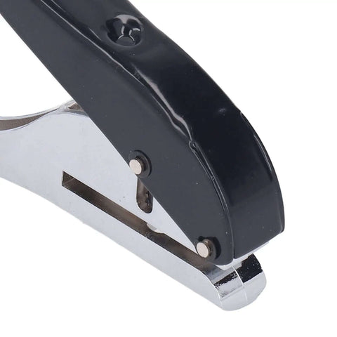 Close-up of 8mm Hole Paper Punch One Hole Puncher handheld with black ergonomic handle showing all-metal design, side view