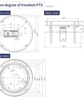 Yahboom 2-DOF metal servo pan-tilt kit: top, bottom, and side views with mounting holes