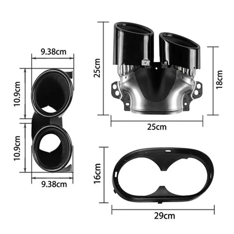 Mercedes Benz W177 A35 AMG Four Exhaust Tips Pipe Turbo Muffler Rear Bumper Trim Frame dimensions and size chart