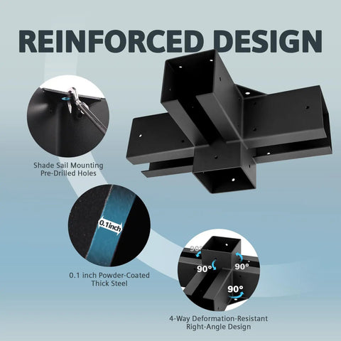 4x4 Pergola Brackets 4 Way Heavy Alloy Steel Diy Kit No Fuss Install Rust Resistant Outdoor Shade Support Brackets For Decks Gazebos And Pergolas, 2 Pack