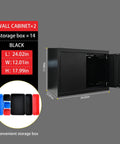 Preassembled Garage Storage Cabinet Set With LED Lights 6 Piece Workshop Organizer in black wall cabinet with dimensions