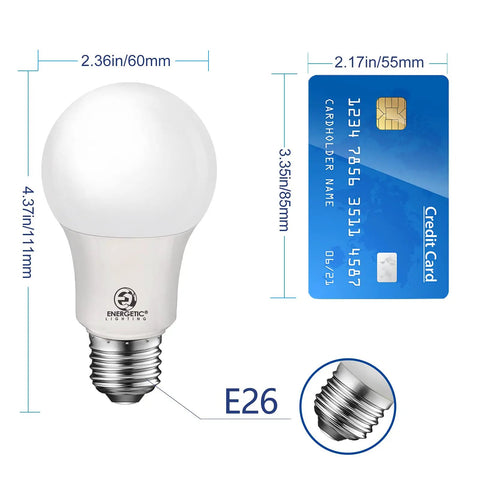 Dimmable A19 LED Bulbs 9.8W Daylight 5000K No Fuss 800 Lumens Energy Star UL Listed CRI90 Plus 60W Incandescent Replacement