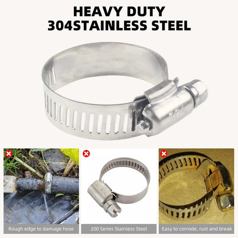 150 Piece Stainless Steel Hose Clamp Kit One Quarter To One Half Inch Adjustable Worm Gear Clamps, heavy duty