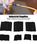 Ultimate 127 PCS Black Heat Shrink Tubing Kit With Durable PE Material And 2 To 1 Shrink Ratio Perfect For Electrical Insulation Repair Diy Projects And Industrial Use At Home Or Shop, black tubing set for wire repair