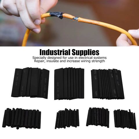 Ultimate 127 PCS Black Heat Shrink Tubing Kit With Durable PE Material And 2 To 1 Shrink Ratio Perfect For Electrical Insulation Repair Diy Projects And Industrial Use At Home Or Shop, black tubing set for wire repair