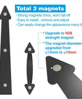 Level Up Your Garage With These Badass Magnetic Door Hardware Sets Featuring Four Classic Faux Hinges And Two Sleek Handles Heavy Duty Magnets Grip Steel Like Glue Weather Ready Zero Assembly Required, showcasing three strong magnets.