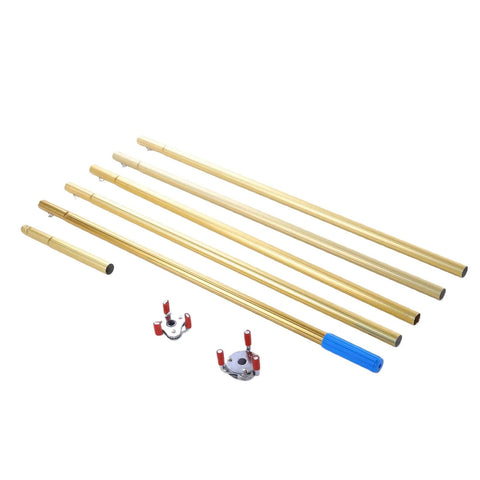 Hardcore Smoke Detector Removal Tool With Slick Telescopic Pole For High Ceilings includes aluminum poles and locking heads.