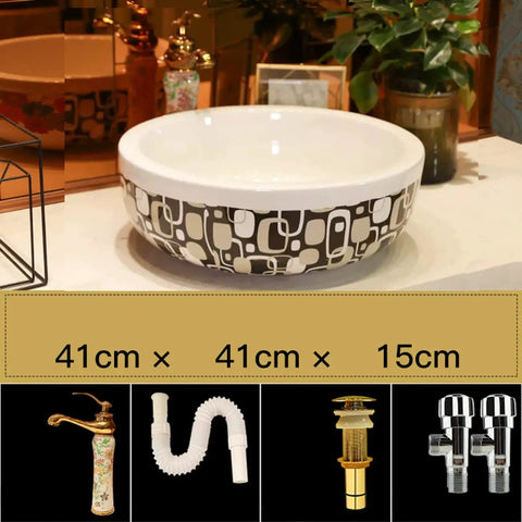 Above counter Modern Vessel Sink, Creative Round Ceramic Lavatory Vanity Sink, 41cm x 15cm, stylish design for bathroom.