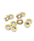Top Tier S688 Double Sealed Deep Groove Hybrid Ceramic Ball Bearings With Abec 7 Precision for motors. Close-up view of multiple bearings.