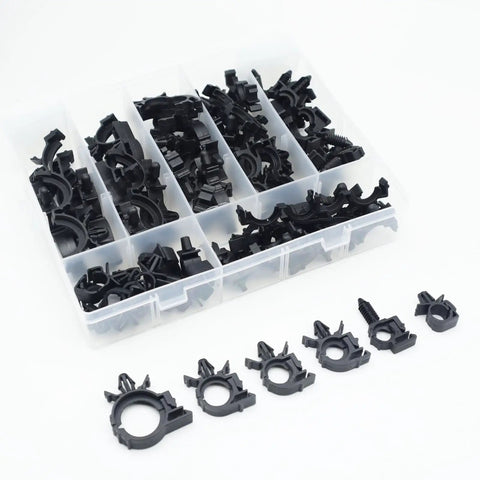 Universal Wire Loom Clips Kit For Cars And Trucks 60 Pieces Replacement Wiring Harness Clips in plastic organizer box