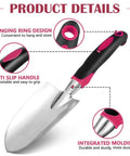 Heavy Duty Manganese Steel Garden Trowels For Digging Shoveling And Planting, Ergonomic Non Slip Grip in black and red