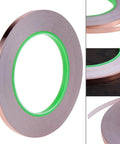 Six Pack Copper Foil Tape, Double Sided Conductive Tape With Adhesive shown on spool, 1/4 Inch By 21.8 Yards