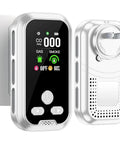 Six In One Environment Detector With HD Display Temperature And Humidity Monitor Built In Battery No Fuss Plug In High Accuracy Sensors For Home RV Hotel Camping Car Travel White 1 Pack, front and back view