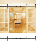 8Ft Heavy Duty Sliding Barn Door Hardware Kit With Single Track Bypass And Double Door Capability Carbon Steel Construction installed