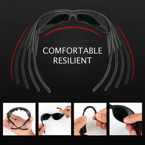 Straight Up Rock Solid Red Light Therapy Glasses And Eye Protection Goggles For 660nm 850nm Nir Block Harsh Glare With Heavy Duty Od3 Plus Lens in black with flexible arms.