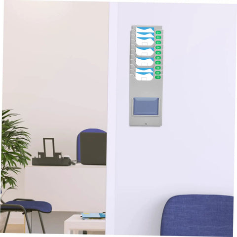 Hella Easy Wall Mounted Material Card Rack For Warehouse Inventory Display And Employee Attendance Tracking With Super Dope Multi Grid Card Slot Shelf For Slick Storage Setup showing multiple card slots on wall.