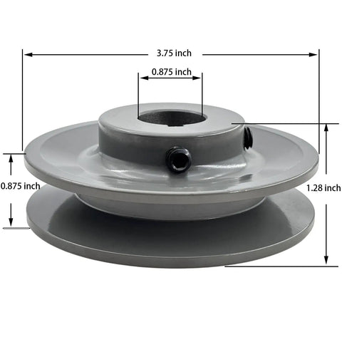 Single Groove V Belt Pulley 3.75 Inch Outside Diameter 7/8 Inch Bore Cast Iron Motor Pulley for A AX B BX 4L 5L V Belts 1 Groove BK3678