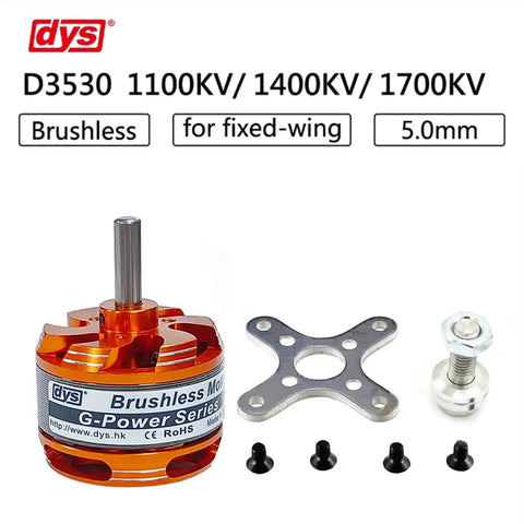 D3530 Brushless Outrunner Motor 1700KV 1400KV 1100KV 5.0mm Shaft For 2S To 4S RC Multicopter Quadcopter Fixed Wing UAV With 3.5mm Banana Plug Adapters For Hobbyists And Pros with components.