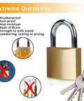 Solid Brass Padlock Set With Keyed Different Locks 12 Pack Includes 24 Keys Tough As Nails Security for extreme durability features
