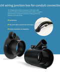 Yacht wiring junction box made of ABS plastic for conduit connection, features multiple openings for cable management.
