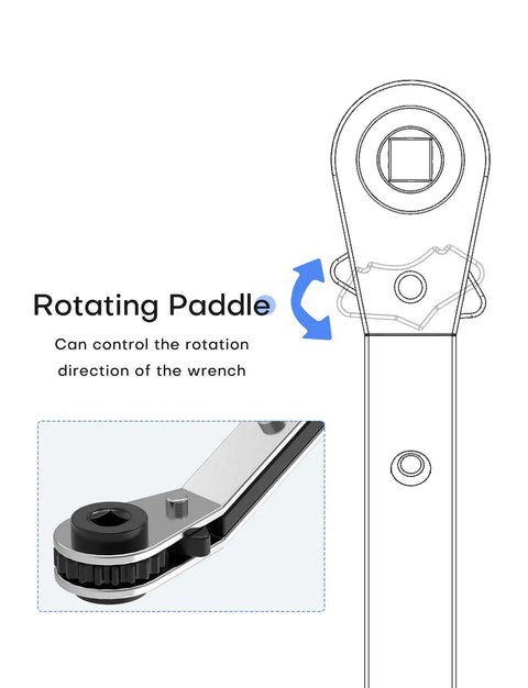 HVAC Service Wrench Set for Refrigeration and Air Conditioning showing close-up of rotating paddle mechanism