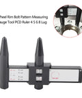 Universal Wheel Bolt Pattern Gauge For 4 5 6 8 Lug Wheels with dual scale reading and compact black design for easy fitment checks.
