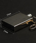 Close-up of a stainless steel Forever Lighter Metal Flint Match from the 10 Pack Waterproof Permanent Fire Starters For Camping And Outdoor Survival, on a keychain