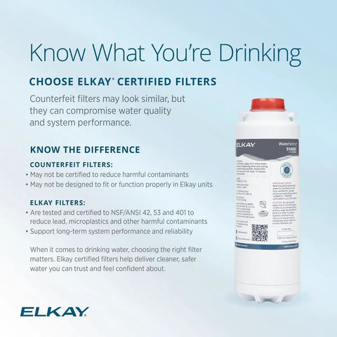 WaterSentry 51600C Lead And Microplastics NSF/ANSI 42 53 401 certified high capacity filter for bottle fillers with Elkay branding