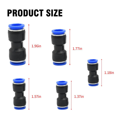 Various sizes of 50 Pieces Quick Connect Air Hose Fittings For 4mm 6mm 8mm 10mm 12mm Tubing Easy Push To Connect Pneumatic Airline Connectors