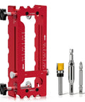 Adjustable Door Hinge Jig Tool For Router Durable Aluminum Mortise Jig Fits Door Hinges From Two And A Half To Five Inches Hinge Template Installation Kit With One Quarter Inch And Five Eighths Inch Radius And Square Corner Templates Red