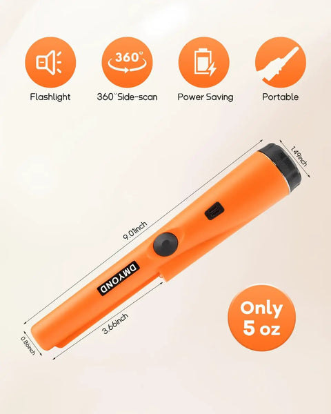 Professional Waterproof Metal Detector Pinpointer For Treasure Hunting Bullseye Accuracy Handheld Ground Probe Scans Large Areas No Sweat Operation Single Power Switch With Included 9V Battery Real Deal Finding Gear For Weekend Warriors