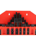 58-Piece M10 T-Slot Clamp Kit For Lathe Milling CNC Machines And Metalworking Tools wall-mounted steel frame display