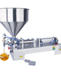 Tough As Nails Pneumatic Bottle Filler, Heavy Duty Adjustable Liquid Paste Dispenser For Yogurt, Shampoo, And Honey, stainless steel head in use.