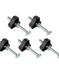 5 Pack M8 T Track Bolt Kit With Knob And Washers For Woodworking Jigs And Fixtures, 100mm Bolts, T Slot Bolts laid out