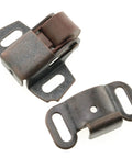 Slick Spring Loaded Roller Cabinet Latch, Beefy Copper Vintage Furniture Catch, smooth metal latch with roller and plate.