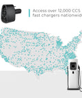 Map showing CCS charging stations across North America with CCS to NACS Tesla Charger Adapter for All Tesla Models and CCS Enabled EVs.