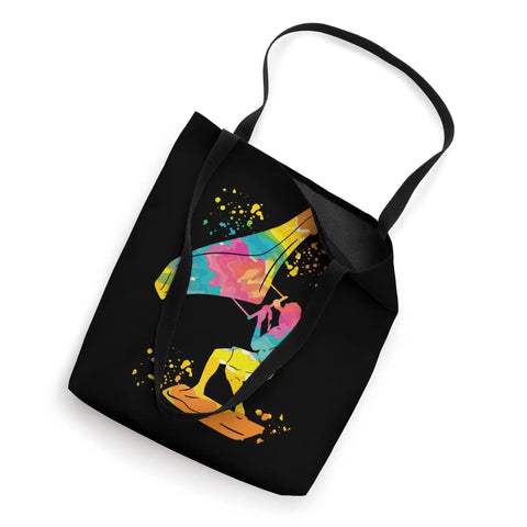 Tie Dye Wing Foil Wingsurfing Tote Bag For Wingboarding Fans And Coaches, 16x16 Inch Carryall With Colorful Man On Wingboard Design