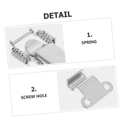 Detail of Two Pairs Stainless Steel Spring Latch Kit Right Angle Hasps Toggle Lock Buckle For Tool Box And Storage, spring and screw hole