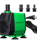 Forty Watt Ultra Quiet Fountain Submersible Pump With Up To 800 GPH Flow And 10 Ft Lift, 3 Nozzles for ponds and tanks