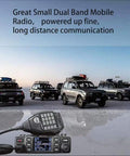 Dual Band Mobile Radio Transceiver for Car displayed with SUVs, showcasing VHF UHF 144-148 and 420-450 MHz features.