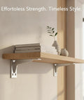 Rugged L Shaped Shelf Bracket Steel Wall Mount For Floating Shelves And Closet Storage, 1 Piece holding wooden shelf