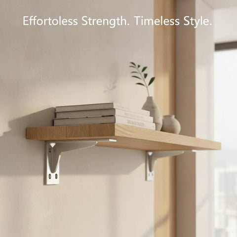 Rugged L Shaped Shelf Bracket Steel Wall Mount For Floating Shelves And Closet Storage, 1 Piece holding wooden shelf