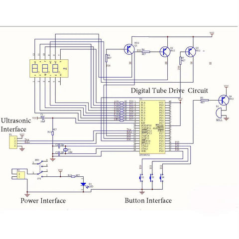Hands-On Soldering Practice Kit With HC-SR04 Ultrasonic Sensor Module, Ranging Alarm, Buzzer, And STC89C25 Microcontroller diagram