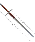 Braveheart William Wallace Replica Sword Double Edged Medieval Longsword With Stainless Steel Blade Metal Hilt And Leather Sheath