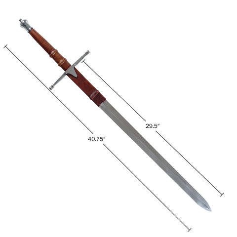 Braveheart William Wallace Replica Sword Double Edged Medieval Longsword With Stainless Steel Blade Metal Hilt And Leather Sheath