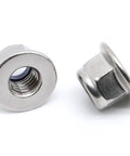 M6 1.0 Nylon Insert Flange Lock Nuts Stainless Steel 304 DIN 6926 Bright Finish showcasing secure grip feature