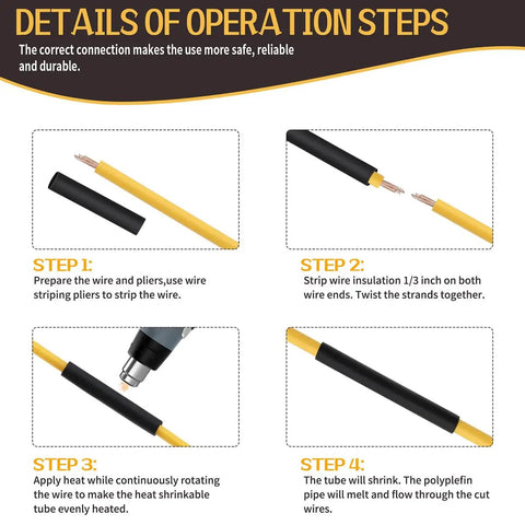 Pro Grade 170 Piece Heat Shrink Tubing Kit For Electrical Connections Waterproof Insulated Marine And Automotive Wiring Set With Durable Tubes And Wire Connectors For DIY Auto Marine Projects operation steps diagram
