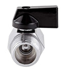 Front view of a Two Pack Brass Mini Ball Valve One Half Inch NPT Female To Male Thread Shut Off Valve with Aluminum Handle